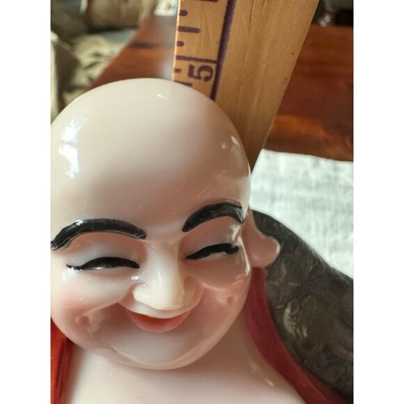 2 Laughing Buddha statues set of two resin hand painted pair decor figurines - Picture 16 of 16